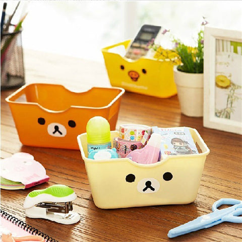 Coloffice Plastic  Cute Cartoon Animal Stationery Storage Sundries Finishing Box  Office&School Supplies Desk Sets 14*10*7cm 1PC