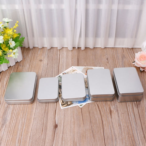 Delicate Small Metal Tin Silver Storage Box Case Organizer For Money Coin Candy Key Organization