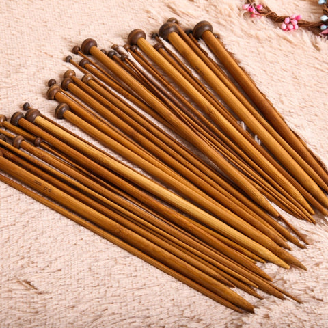 Set Eco friendly Knitting Needles DIY Smooth Pointed Knitting Tool Crochet Carbonized Wood 36cm 18 Sizes Durable