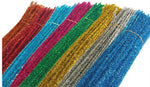 100pcs Glitter Chenille Stems Pipe Cleaners Plush Tinsel Stems Wired Sticks Kids Educational DIY Craft Supplies Toys Craf