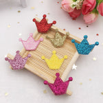 50pcs mix Glitter Paillette Leather cute crown Applique Patches Wedding DIY Hair Clip Accessories Craft Supplies SE089