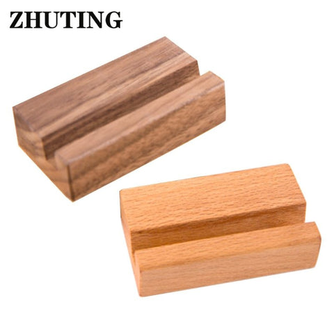 Black Walnut Beech Wood Business Card Holder Office Desk Wooden Photo Stand Name Memo Clips Organizer Storage Dinner Party Decor