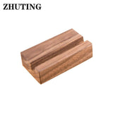 Black Walnut Beech Wood Business Card Holder Office Desk Wooden Photo Stand Name Memo Clips Organizer Storage Dinner Party Decor