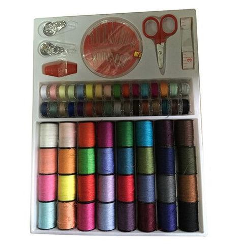 64 Reel Assorted Colors Sewing Threads Needles Scissors Set Sewing Tools Kit