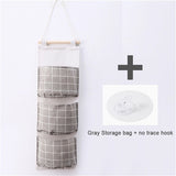 Multifunctional 3 Pockets Cotton Linen Wall Hanging Storage Bags Cactus Flamingo Pattern Storage Box Home Decoration Hanging Bag