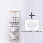 Multifunctional 3 Pockets Cotton Linen Wall Hanging Storage Bags Cactus Flamingo Pattern Storage Box Home Decoration Hanging Bag