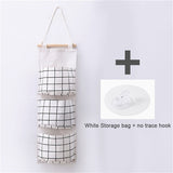 Multifunctional 3 Pockets Cotton Linen Wall Hanging Storage Bags Cactus Flamingo Pattern Storage Box Home Decoration Hanging Bag