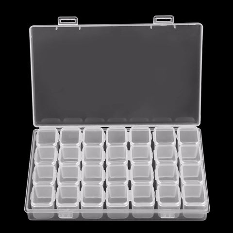 28 Slots Clear Plastic Empty Storage Box for Nail Art Manicure Tools Jewelry Beads Display Storage Case Organizer Holder