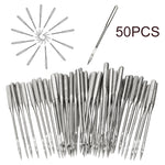 50 Pieces/Set Silver Sewing Machine Needles Assorted Home Sewing Machine Needles 11/75 12/80 14/90 16/100 18/110