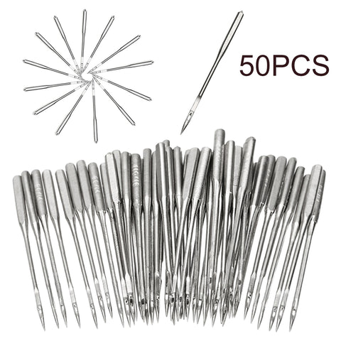 50 Pieces/Set Silver Sewing Machine Needles Assorted Home Sewing Machine Needles 11/75 12/80 14/90 16/100 18/110