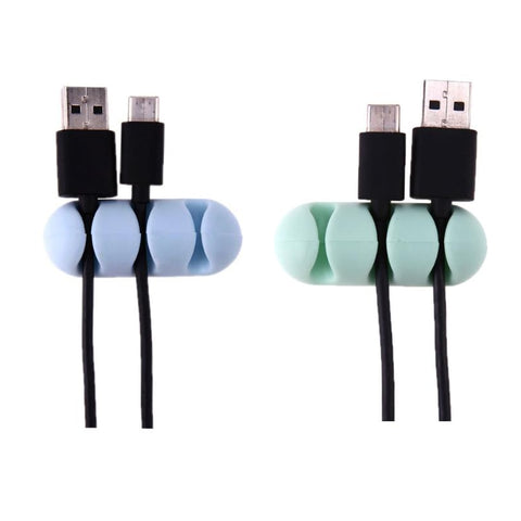 2Pcs Office Desk Cable Organizer Adhesive Silicone Wire Lead USB Charger Cord Winder Home Table Storage Holder Accessory Supply