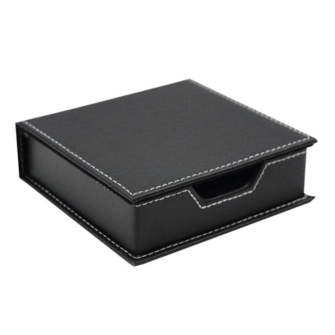 Leather Memo Box Office School Supplies Desk Accessories Organizer Card Holder Note Holder Sticky Note Storage Box Black