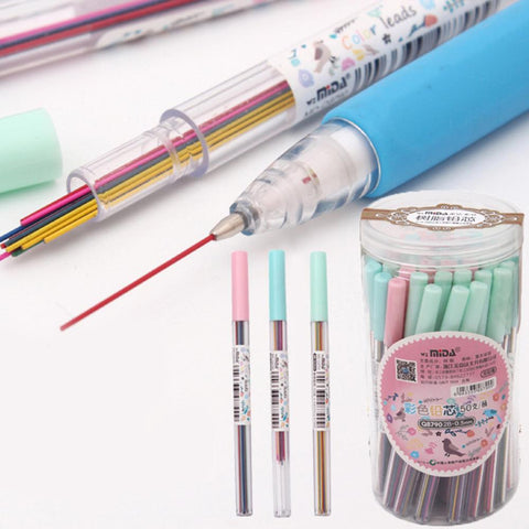 15Pcs/set 0.5 /0.7 mm Colorful Mechanical Pencil Lead Art Sketch Drawing Color Automatic Pencil Lead Refills Ramdom Color 2B