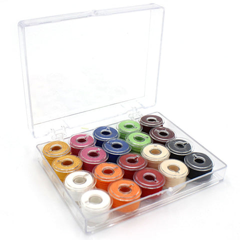 20Pcs Sewing Machine Bobbins Travel Sewing Accessories Colorful With Threads Practical Clear Bobbin Set Handwork Portable Home