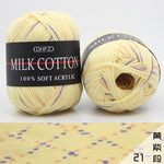 23Colors 50g Double Knitting Crochet Milk Soft Baby Cotton Wool Yarn Hand Knitted Yarn DIY Craft Knit Sweater Scarf Hat