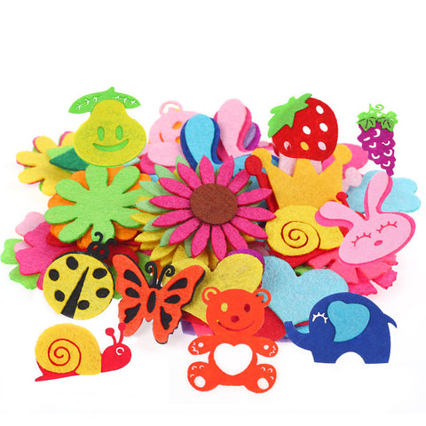 Creative Non-woven Patch Children Handmade Puzzle Materials Petal Animal Pattern Kids Patches Sewing Craft Supplies DIY Sticker