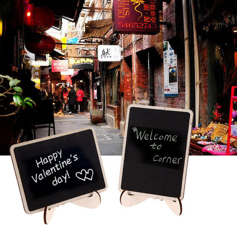 Mini Wooden Message Blackboard Chalkboard with Stand Small Black Notice Board Wedding Home Office Decor Supplies