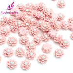 Lucia crafts 50pcs/lot 12mm Multi Option Resin Flatback Flower DIY Crafts Home Hairpin Headwear Handmade Accessories F0611