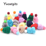 ywzatgits 10pcs 3.5cm Mixed Woolen Yarn Mini Hat Cap Headwear Garment Dolls Christmas Craft Scrapbooking Materials YB1109