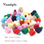 ywzatgits 10pcs 3.5cm Mixed Woolen Yarn Mini Hat Cap Headwear Garment Dolls Christmas Craft Scrapbooking Materials YB1109