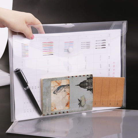 1PC Transparent A4 File Folder Durable Briefcase Document Bag Paper File Folders Stationery School Office Supplies