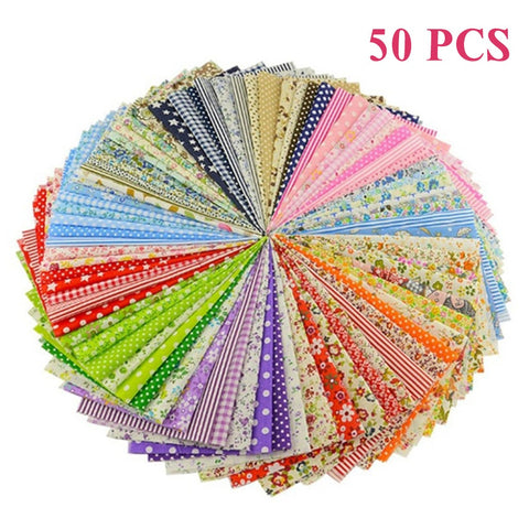 New arrival 50pcs/set Pastoral Floral Series Twill Cotton Fabric Patchwork Cloth DIY Sewing Crafts Material For Baby Child