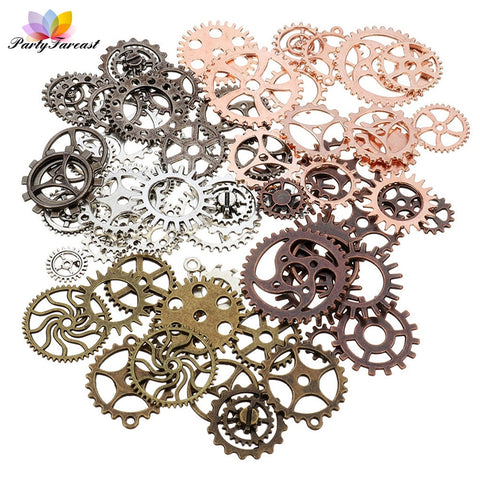 PF 50g Random Color Size Metal Gear Diy Handmade Craft Supplies Materials for Necklace Earring Chain Jewelry Making Manualidades