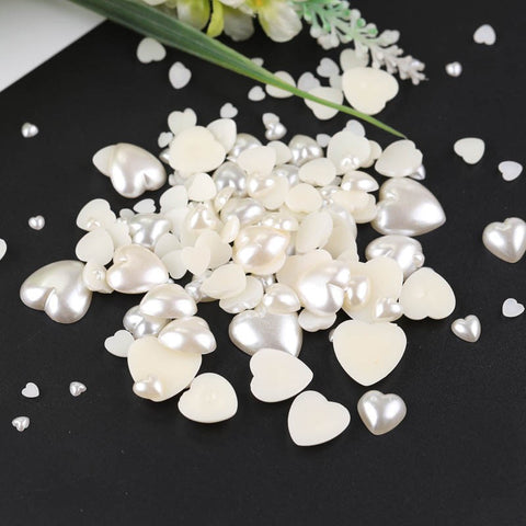 100pcs Half Pearl Beads White Heart Simulated Accessories Decoration DIY Making Crafts Supplies Beads For Clothes Jewelry Beads