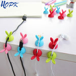 4pcs/bag Winder Wrap Cord Cable Storage Desk Set Rabbit Shaped Wire Clip Organizer Space Saving Desk Accessories Office Supplie