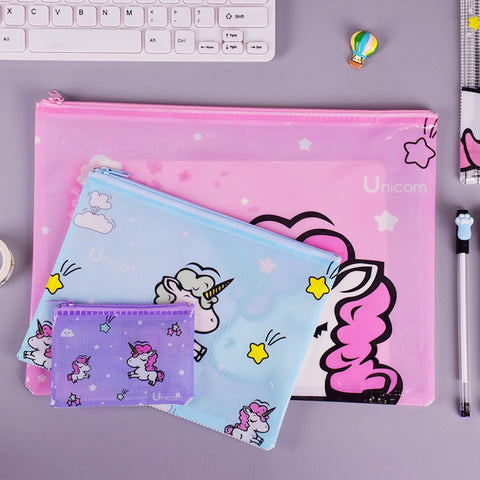 Cactus Strawberry unicorn PVC file bag pencil case file folder documents filling bag office school suppllies stationery bag