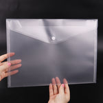 1PC Office A4 File Bag Transparent Plastic Thicken Button Closure Folder Filing Products Office School Supplies