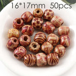 100/50PCSet Mix Shape Round Wood Painting Beads DIY Arts And Crafts Supplies Material DIY Necklace Wrist Wooden Painted Bead