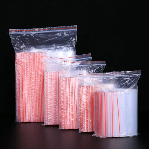 100 pcs/set 0.05 mm Thickness Jewelry Ziplock Postal Compressed Lock Reclosable Plastic Poly Clear Bags
