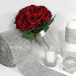 0.9m Silvery Crystal Diamond Mesh Wrap Cake Roll Rhinestone Ribbon Decor for Wedding Bridal Bouquet Wrap Bags Clothes DIY Crafts