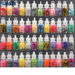 12 Bottle Beautiful Rhinestone Glitter Star Heart Flower Powder Nail Sticker Set Manicure Decor Accessories DIY Craft Supplies