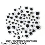 4-24MM Mixed Googly Eyes DIY Craft Supplies Self-adhesive Wiggly Eyeballs Children Hand Scrapbooking Arts Decor Eyes For Toys