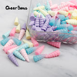 Cheer Bows Planar Resin Cute Unicorn Horn kawaii Resin Cabochons Accessories Pendant DIY Crafts Material Decoration 6pcs