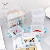 Transparent 3 Layers Storage Box Practical Plastic Case for Tape Clip Stationery Sticker Organizer Office Desk Tape Storage Box