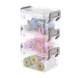 Transparent 3 Layers Storage Box Practical Plastic Case for Tape Clip Stationery Sticker Organizer Office Desk Tape Storage Box