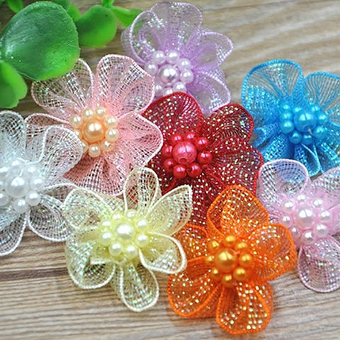 10Pcs Mixed Color Butterfly Floral Ribbon Follower Decor Crafts Mini Ribbon Bead Wedding Handmade DIY Craft Clothing Accessories