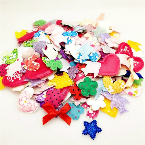 suoja mix 100pcs/lot Flower patches pads Felt Appliques diy craft accessories for hairband Padded Flowers Appliques Craft Sewing