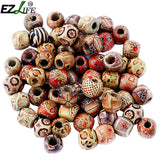 100pcs/Set Wood Painting Beads DIY Arts And Crafts Supplies Material DIY Necklace Wrist Wooden Painted Bead