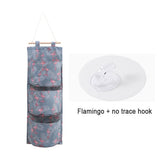 Multifunctional 3 Pockets Cotton Linen Wall Hanging Storage Bags Cactus Flamingo Pattern Storage Box Home Decoration Hanging Bag