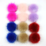 12 PCs Mixed Pom Pom Balls Imitation Fox Fur Round With Ring 8cm Dia. Fuchsia Pink Khaki Colorful DIY Craft Supply Accessories