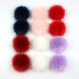 12 PCs Mixed Pom Pom Balls Imitation Fox Fur Round With Ring 8cm Dia. Fuchsia Pink Khaki Colorful DIY Craft Supply Accessories