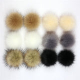 12 PCs Mixed Pom Pom Balls Imitation Fox Fur Round With Ring 8cm Dia. Fuchsia Pink Khaki Colorful DIY Craft Supply Accessories