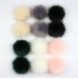 12 PCs Mixed Pom Pom Balls Imitation Fox Fur Round With Ring 8cm Dia. Fuchsia Pink Khaki Colorful DIY Craft Supply Accessories