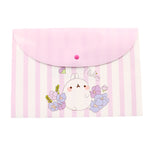 A4 cute cartoon animal file holder snap button PVC folder pen box office information bag 1pcs