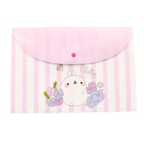 A4 cute cartoon animal file holder snap button PVC folder pen box office information bag 1pcs