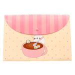 A4 cute cartoon animal file holder snap button PVC folder pen box office information bag 1pcs